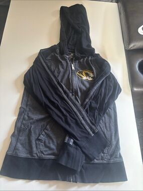 PINK Victoria's Secret Black and Gray Missouri Hooded Pullover with Yellow Logo
